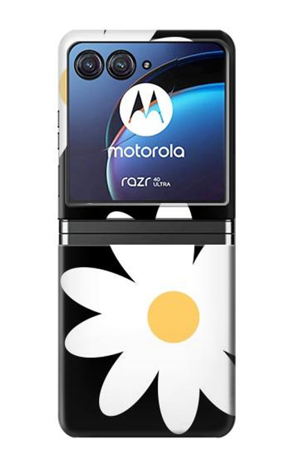 W2315 Fleurs de marguerite blanche Etui Coque Housse et Flip Housse pour Motorola Razr 40 Ultra