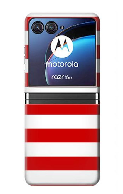 W2364 Rouge et blanc rayé Etui Coque Housse et Flip Housse pour Motorola Razr 40 Ultra