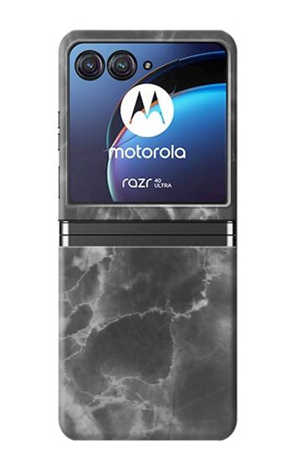 W2526 Noir Marbre imprimé graphique Etui Coque Housse et Flip Housse pour Motorola Razr 40 Ultra