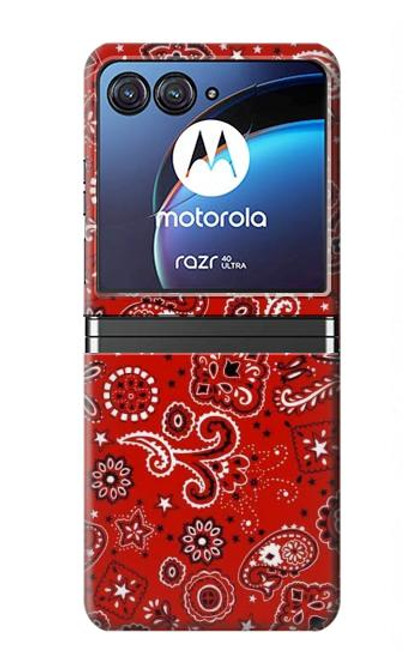 W3354 Rouge classique Bandana Etui Coque Housse et Flip Housse pour Motorola Razr 40 Ultra