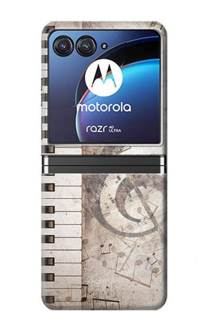 W3390 Note de musique Etui Coque Housse et Flip Housse pour Motorola Razr 40 Ultra