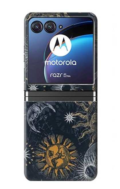 W3702 Lune et soleil Etui Coque Housse et Flip Housse pour Motorola Razr 40 Ultra