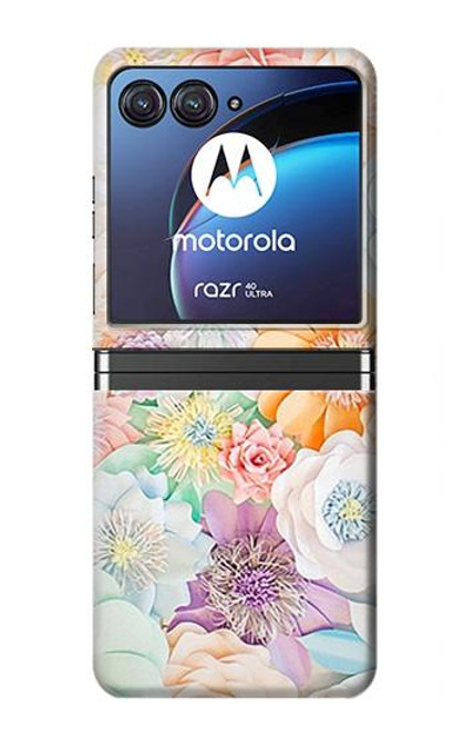 W3705 Fleur florale pastel Etui Coque Housse et Flip Housse pour Motorola Razr 40 Ultra