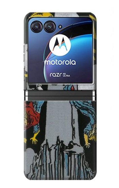 W3745 Carte de tarot la tour Etui Coque Housse et Flip Housse pour Motorola Razr 40 Ultra