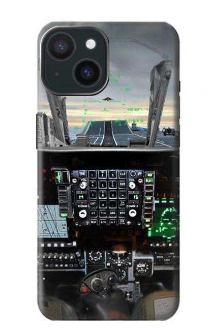 W2435 Avion de chasse Cockpit d'avion Etui Coque Housse et Flip Housse Cuir pour iPhone 15