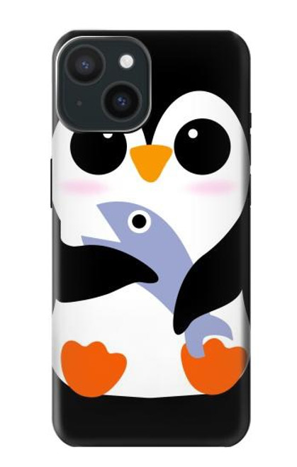 W2631 Mignon Bébé Pingouin Etui Coque Housse et Flip Housse Cuir pour iPhone 15