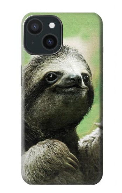 W2708 Sourire Sloth Etui Coque Housse et Flip Housse Cuir pour iPhone 15