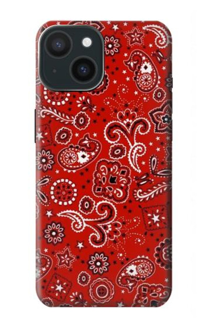 W3354 Rouge classique Bandana Etui Coque Housse et Flip Housse Cuir pour iPhone 15