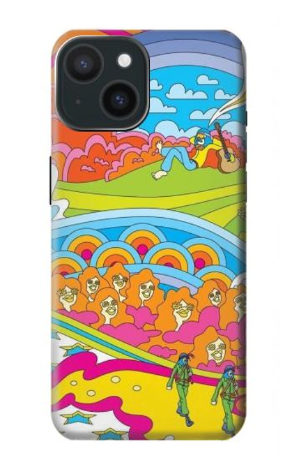 W3407 hippie Art Etui Coque Housse et Flip Housse Cuir pour iPhone 15