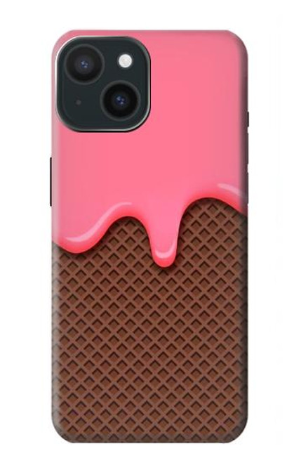 W3754 Cornet de crème glacée à la fraise Etui Coque Housse et Flip Housse Cuir pour iPhone 15