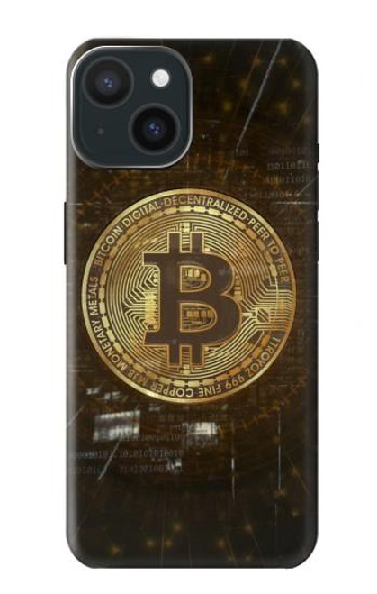 W3798 Crypto-monnaie Bitcoin Etui Coque Housse et Flip Housse Cuir pour iPhone 15