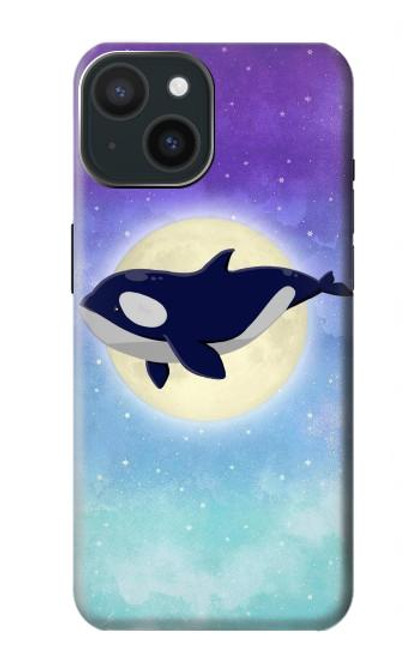 W3807 Killer Whale Orca Lune Pastel Fantaisie Etui Coque Housse et Flip Housse Cuir pour iPhone 15