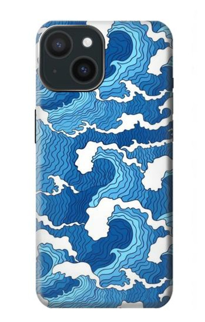 W3901 Vagues esthétiques de l'océan de tempête Etui Coque Housse et Flip Housse Cuir pour iPhone 15