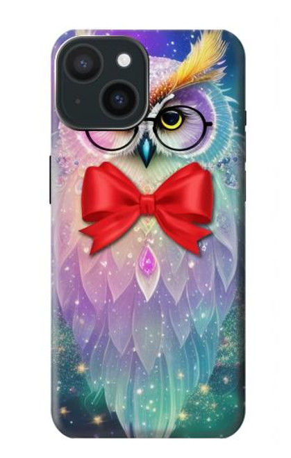 W3934 Hibou nerd fantastique Etui Coque Housse et Flip Housse Cuir pour iPhone 15