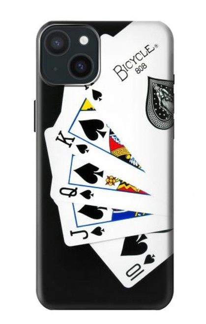 W1078 Poker Royal Flush droite Etui Coque Housse et Flip Housse Cuir pour iPhone 15 Plus