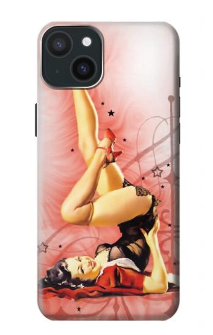 W1669 Afficher Fille Millésime Etui Coque Housse et Flip Housse Cuir pour iPhone 15 Plus