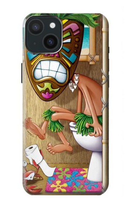 W1702 Tiki Homme Toilette Etui Coque Housse et Flip Housse Cuir pour iPhone 15 Plus