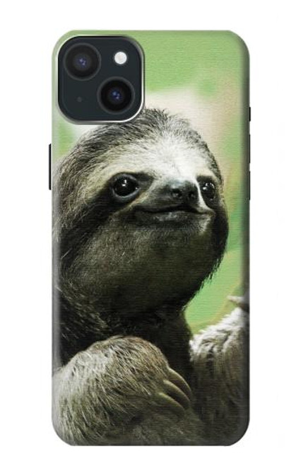 W2708 Sourire Sloth Etui Coque Housse et Flip Housse Cuir pour iPhone 15 Plus