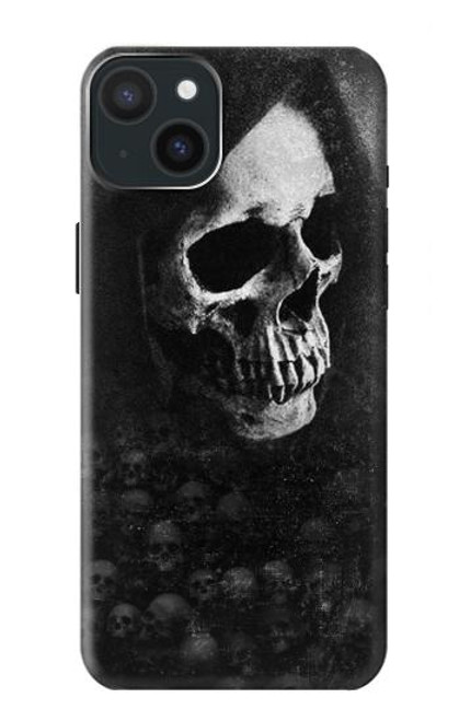 W3333 Crâne mort Faucheuse Etui Coque Housse et Flip Housse Cuir pour iPhone 15 Plus