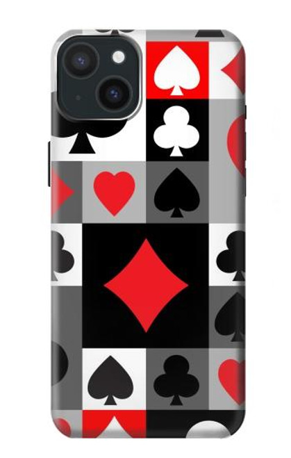 W3463 Costume Poker Carte Etui Coque Housse et Flip Housse Cuir pour iPhone 15 Plus