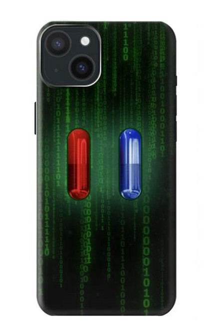W3816 Comprimé Rouge Comprimé Bleu Capsule Etui Coque Housse et Flip Housse Cuir pour iPhone 15 Plus