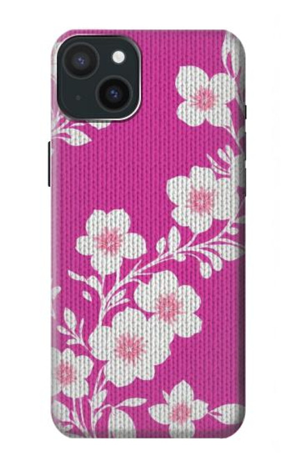 W3924 Fond rose fleur de cerisier Etui Coque Housse et Flip Housse Cuir pour iPhone 15 Plus