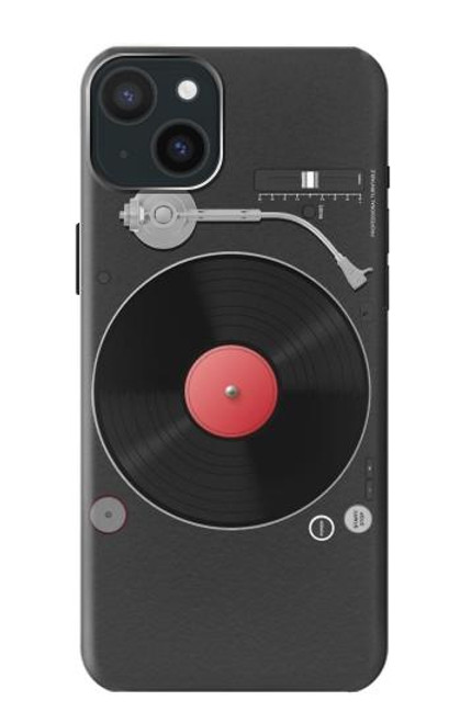 W3952 Graphique de tourne-disque vinyle tourne-disque Etui Coque Housse et Flip Housse Cuir pour iPhone 15 Plus