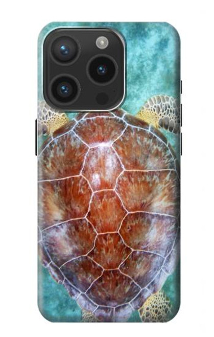 W1424 Tortue de mer Etui Coque Housse et Flip Housse Cuir pour iPhone 15 Pro