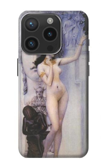 W3353 Gustav Klimt Allégorie de la sculpture Etui Coque Housse et Flip Housse Cuir pour iPhone 15 Pro