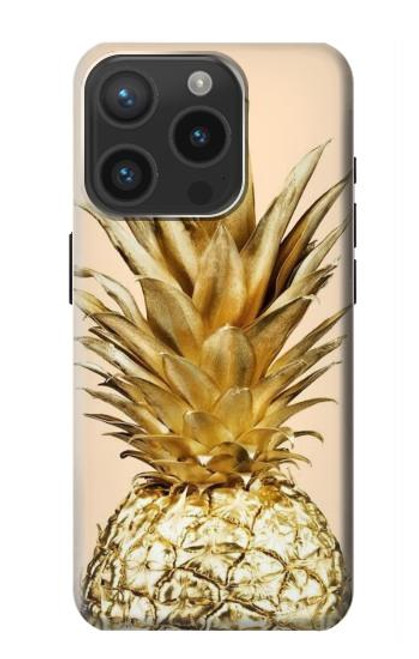 W3490 ananas or Etui Coque Housse et Flip Housse Cuir pour iPhone 15 Pro