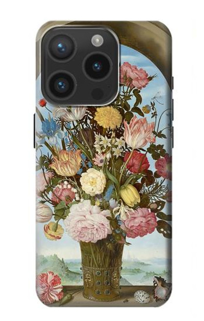 W3749 Vase de fleurs Etui Coque Housse et Flip Housse Cuir pour iPhone 15 Pro