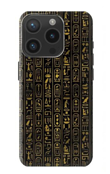 W3869 Hiéroglyphe égyptien antique Etui Coque Housse et Flip Housse Cuir pour iPhone 15 Pro