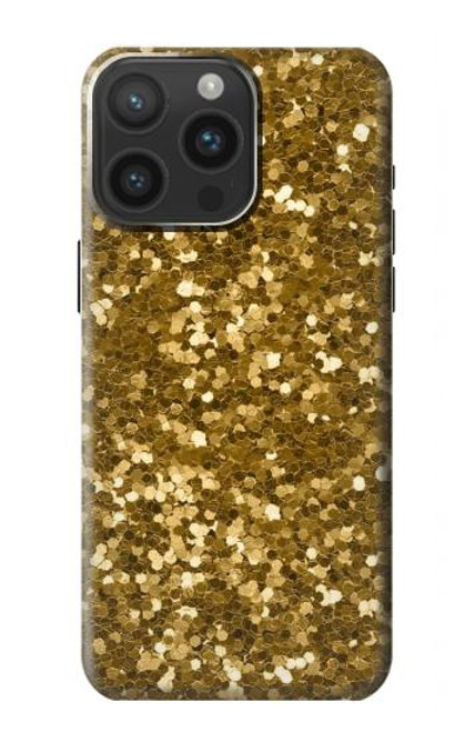 W3388 Imprimer or Glitter Graphic Etui Coque Housse et Flip Housse Cuir pour iPhone 15 Pro Max