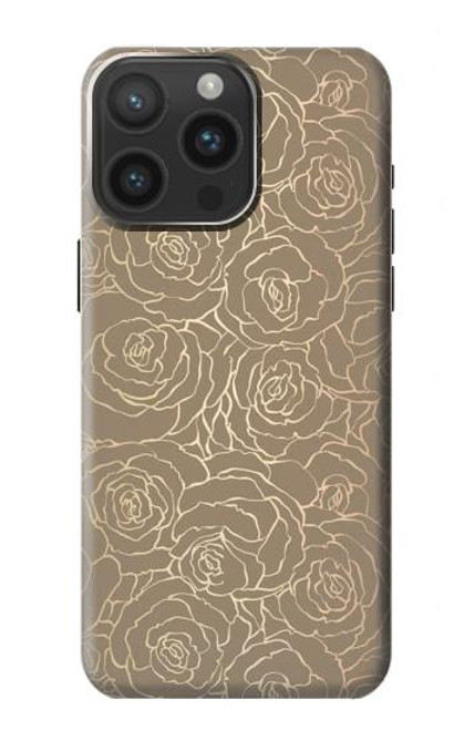 W3466 Motif Rose d'or Etui Coque Housse et Flip Housse Cuir pour iPhone 15 Pro Max