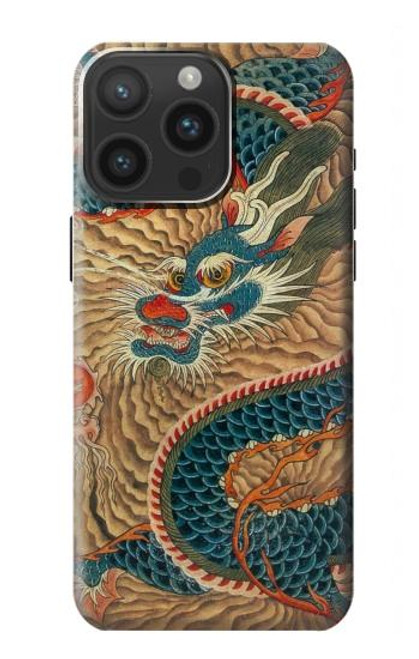 W3541 Peinture Dragon Nuage Etui Coque Housse et Flip Housse Cuir pour iPhone 15 Pro Max