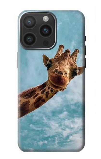 W3680 Girafe de sourire mignon Etui Coque Housse et Flip Housse Cuir pour iPhone 15 Pro Max