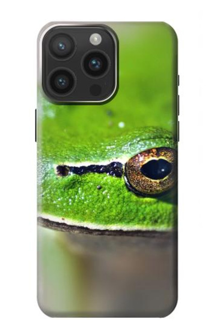 W3845 Grenouille verte Etui Coque Housse et Flip Housse Cuir pour iPhone 15 Pro Max