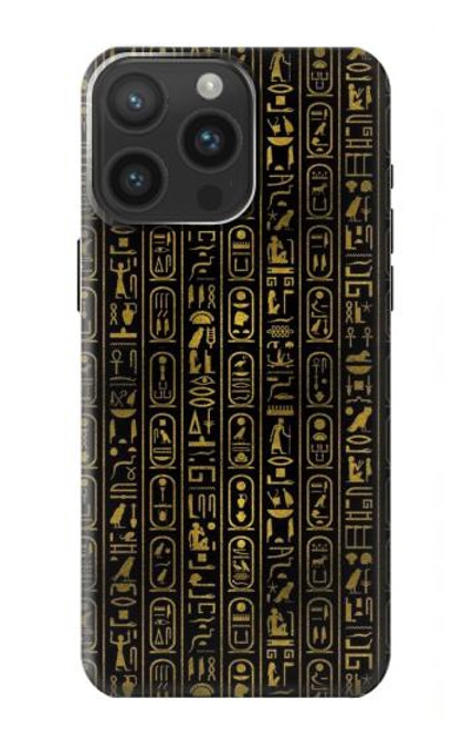 W3869 Hiéroglyphe égyptien antique Etui Coque Housse et Flip Housse Cuir pour iPhone 15 Pro Max