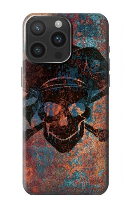 W3895 Pirate Crâne Métal Etui Coque Housse et Flip Housse Cuir pour iPhone 15 Pro Max