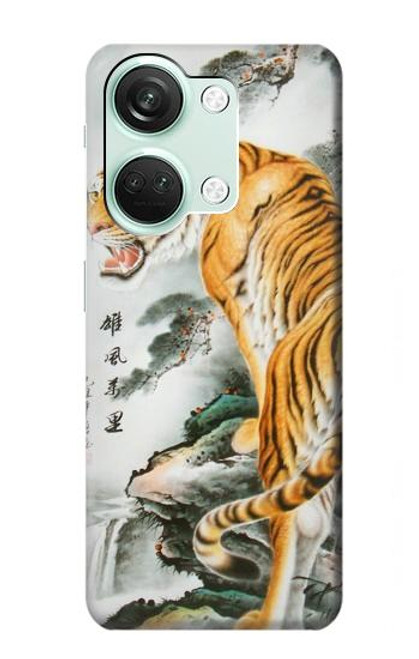 W2750 Peinture orientale Tigre chinois Etui Coque Housse et Flip Housse Cuir pour OnePlus Nord 3