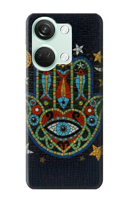 W3175 Hamsa Mosaïques main Etui Coque Housse et Flip Housse Cuir pour OnePlus Nord 3