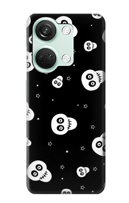 W3261 Sourire Crâne Motif Halloween Etui Coque Housse et Flip Housse Cuir pour OnePlus Nord 3