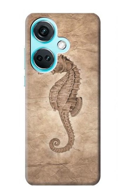 W3214 Hippocampe squelette Fossile Etui Coque Housse et Flip Housse Cuir pour OnePlus Nord CE3