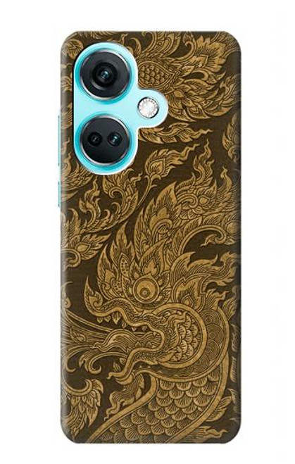 W3382 Art de la peinture thaïlandaise Naga Etui Coque Housse et Flip Housse Cuir pour OnePlus Nord CE3