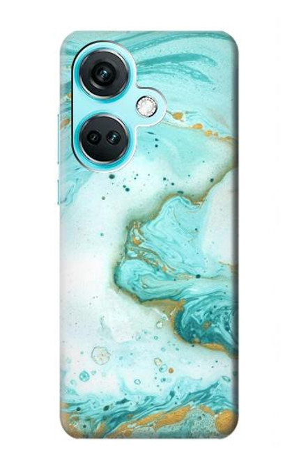 W3399 Vert Marbre Imprimer Graphique Etui Coque Housse et Flip Housse Cuir pour OnePlus Nord CE3