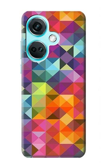 W3477 Motif abstrait de diamant Etui Coque Housse et Flip Housse Cuir pour OnePlus Nord CE3