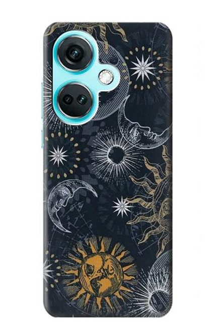 W3702 Lune et soleil Etui Coque Housse et Flip Housse Cuir pour OnePlus Nord CE3