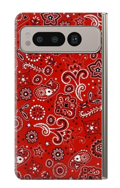 W3354 Rouge classique Bandana Etui Coque Housse et Flip Housse Cuir pour Google Pixel Fold