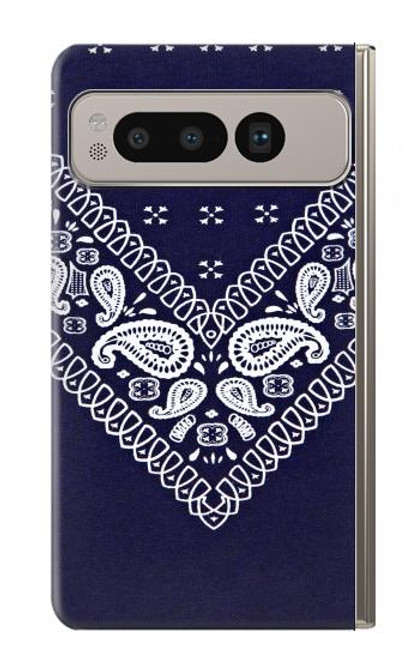 W3357 Marine Bleu Bandana Motif Etui Coque Housse et Flip Housse Cuir pour Google Pixel Fold