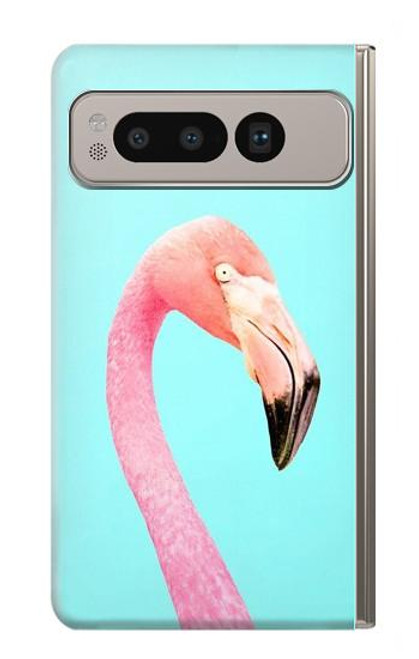 W3708 Flamant rose Etui Coque Housse et Flip Housse Cuir pour Google Pixel Fold